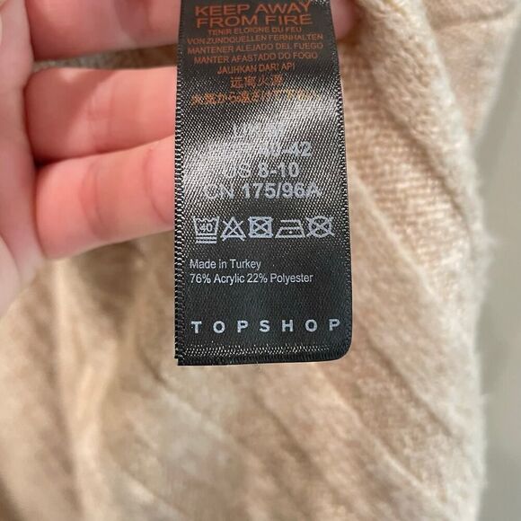 Topshop Oatmeal Beige Open Long Cardigan - Size: Medium 8 / 10 - Picture 8 of 10